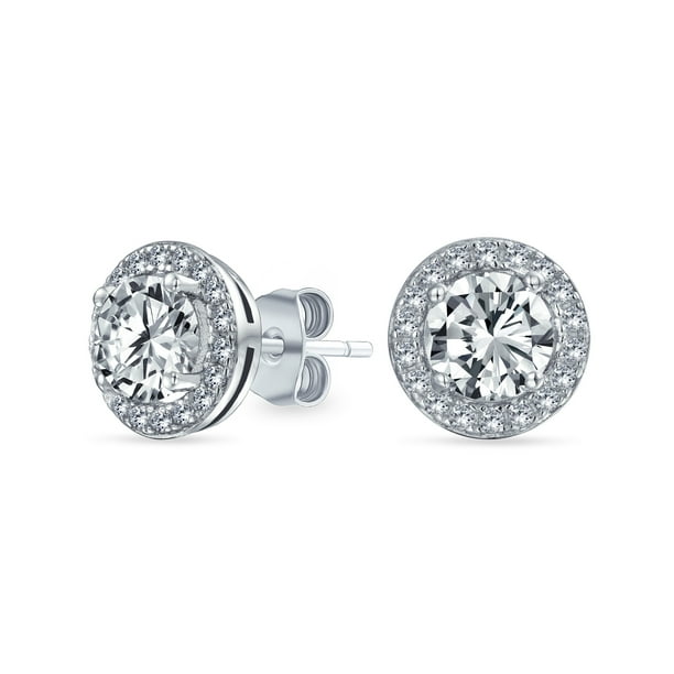 Halo Heart Earrings Clear Simulated CZ .925 Sterling Silver Halo Heart Earrings Clear Simulated CZ .925 Sterling Silver